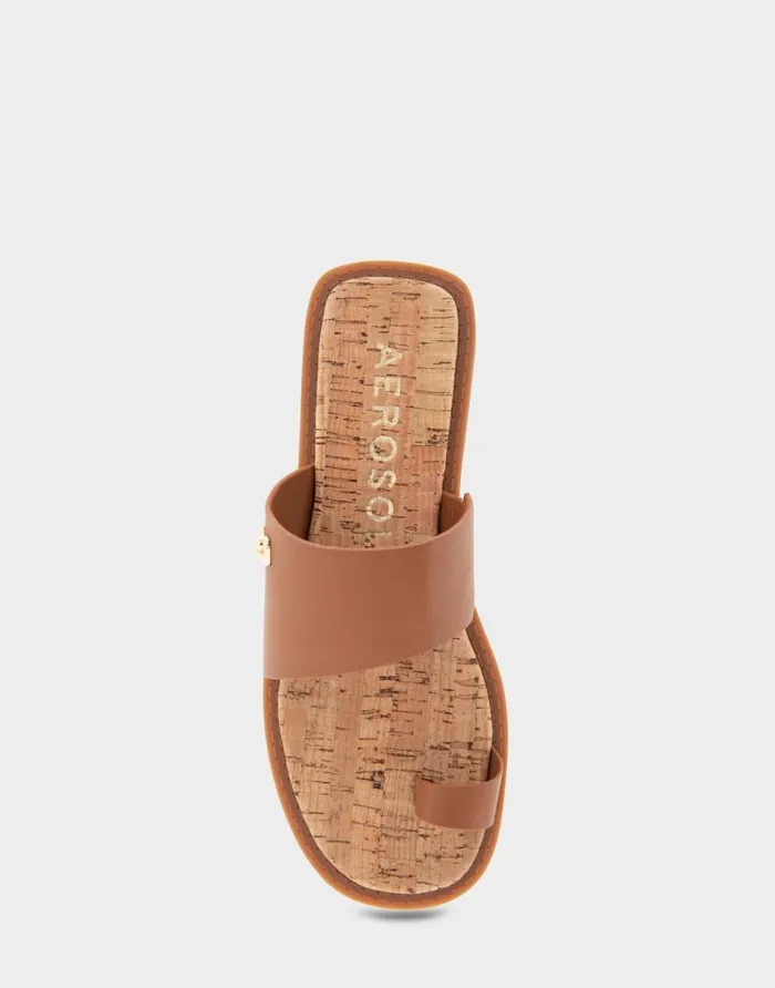 Aerosoles Comfortable Women039s Toe Ring Sandal In Tan Faux Leather Tan Faux Leather Women Clogs and Mules