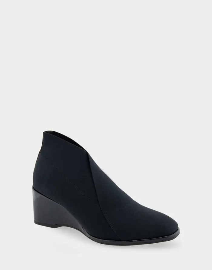 Aerosoles Comfortable Women039s Wedge Heel Ankle Boot In Black Stretch Fabric Black Elastic Stretch Fabric Women Ankle Boots