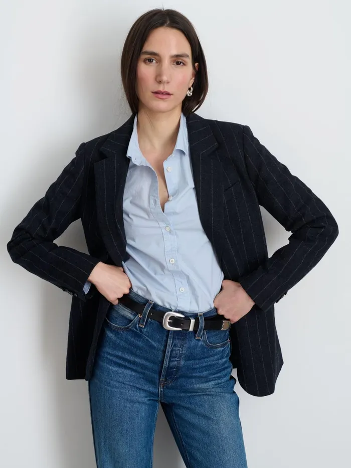Alex Mill Jackets Outerwear Women Soho Blazer In Chalk Stripe Wool
