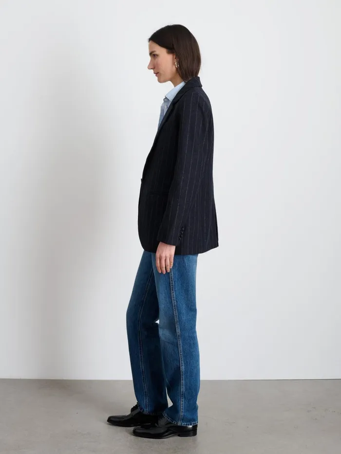 Alex Mill Jackets Outerwear Women Soho Blazer In Chalk Stripe Wool