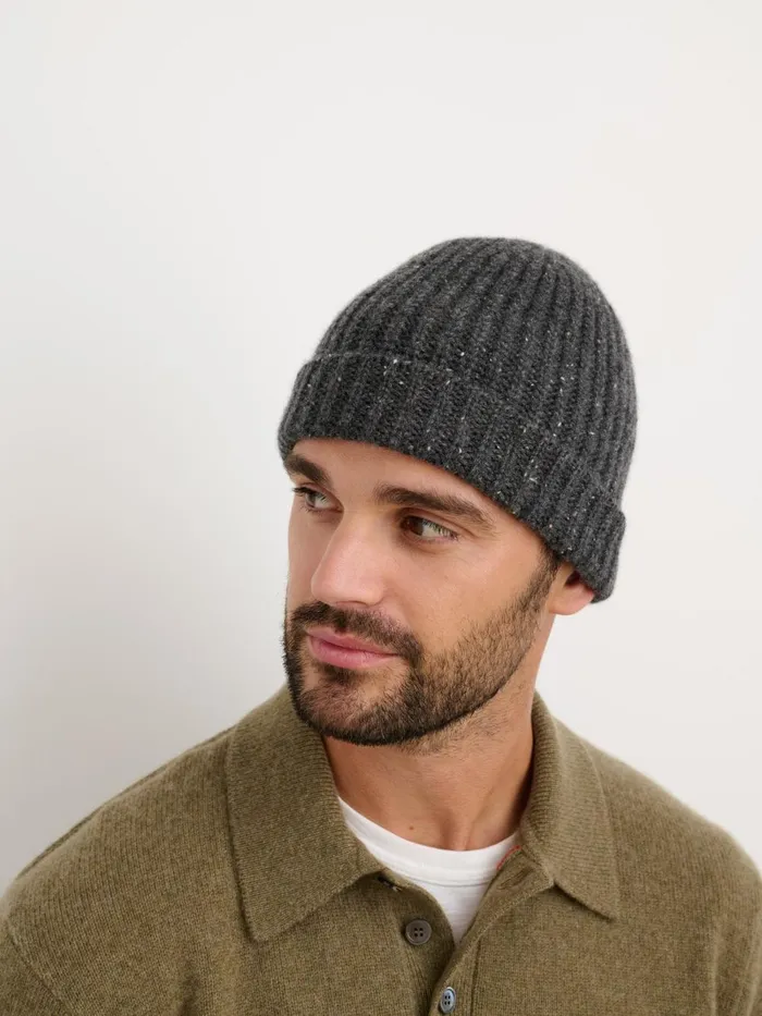 Alex Mill Men Cashmere Donegal Beanie Grey Donegal