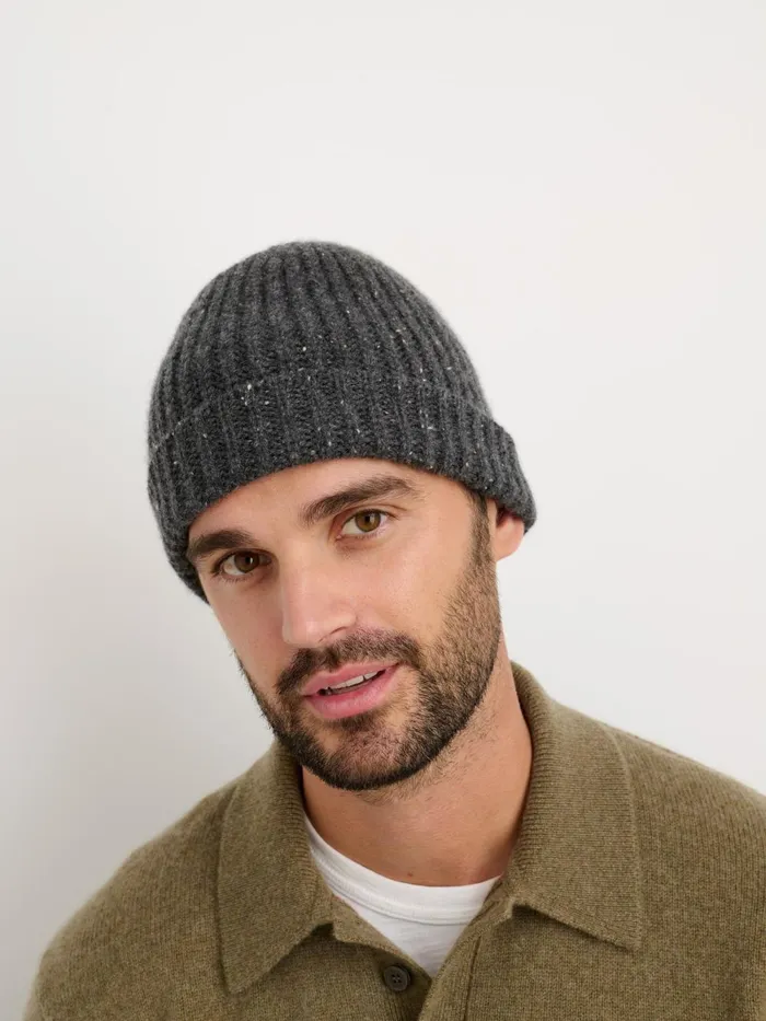 Alex Mill Men Cashmere Donegal Beanie Grey Donegal