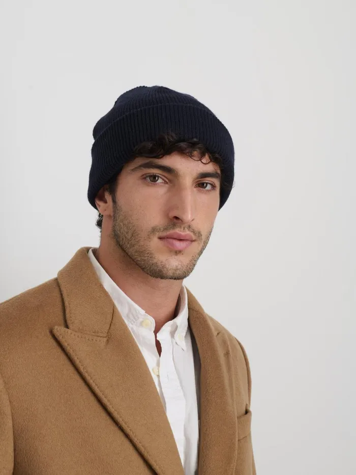 Alex Mill Men Wool Cotton Beanie Navy