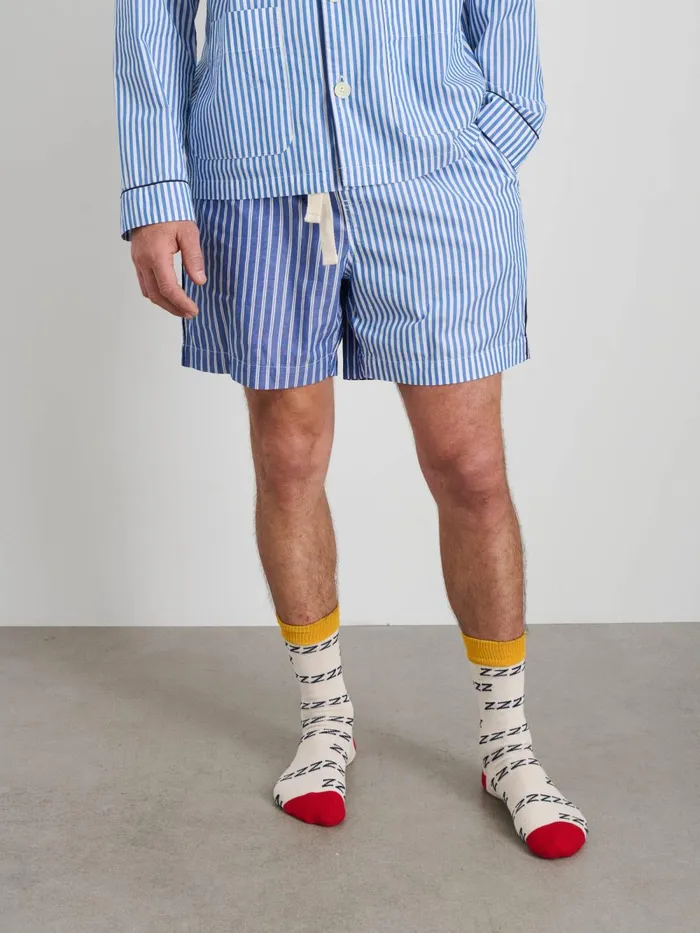 Alex Mill Pajamas Slippers Men P039jimmies Sleep Short In Stripe Classic Blue Mixed Stripe