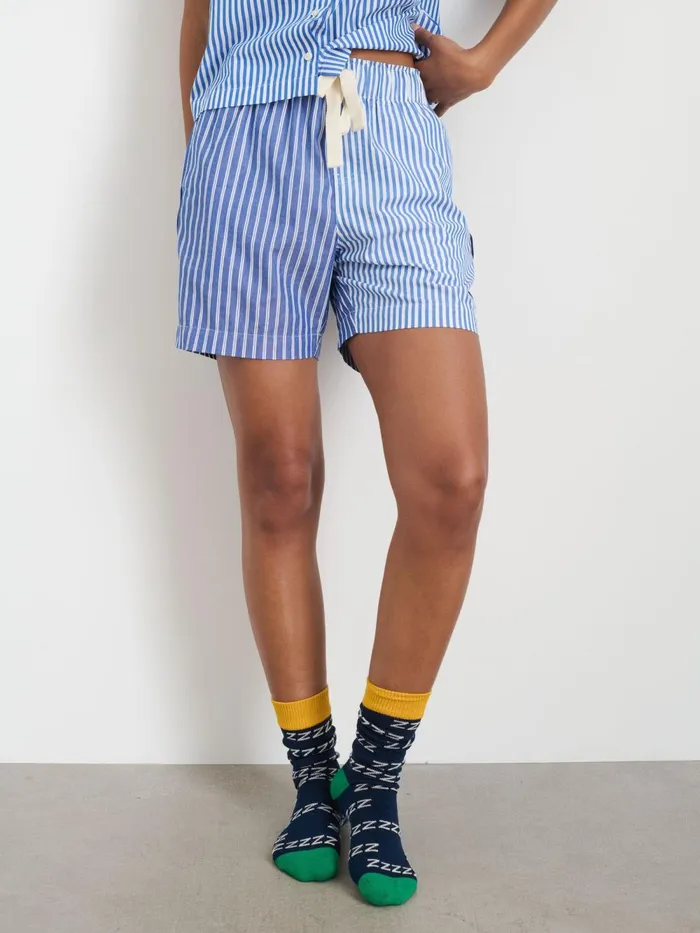 Alex Mill Pajamas Slippers Men P039jimmies Sleep Short In Stripe Classic Blue Mixed Stripe