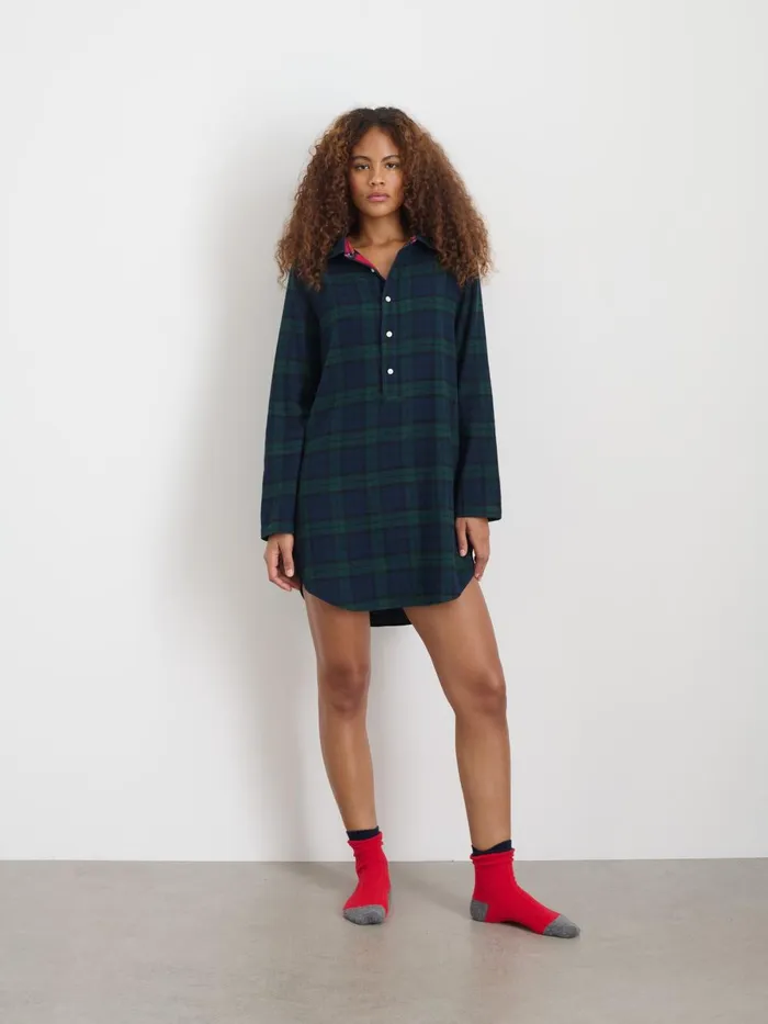 Alex Mill Pajamas Slippers Women P039jimmies Night Shirt In Flannel Blackwatch Plaid
