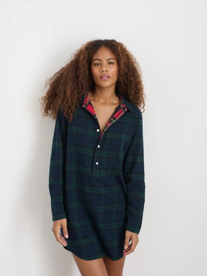 Alex Mill Pajamas Slippers Women P039jimmies Night Shirt In Flannel Blackwatch Plaid