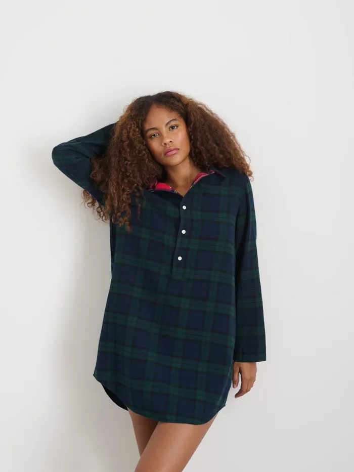 Alex Mill Pajamas Slippers Women P039jimmies Night Shirt In Flannel Blackwatch Plaid