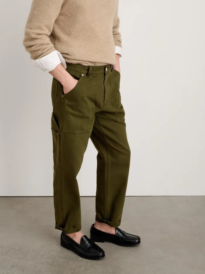 Alex Mill Pants Men Painter Pant In Recycled Denim Military Olive