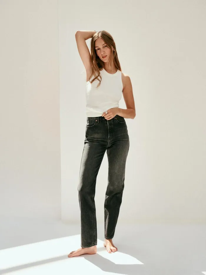 Alex Mill Pants Women The Carla High Rise Straight Zurich Black Wash