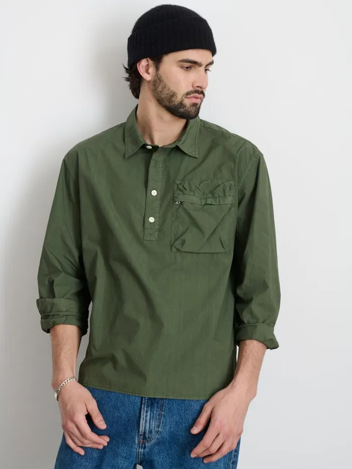 Alex Mill Shirts Men Leo Popover In Paper Cotton Faded Olive