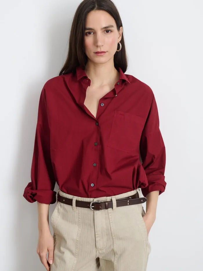 Alex Mill Shirts Tops Women Jo Shirt In Cotton Poplin Maroon