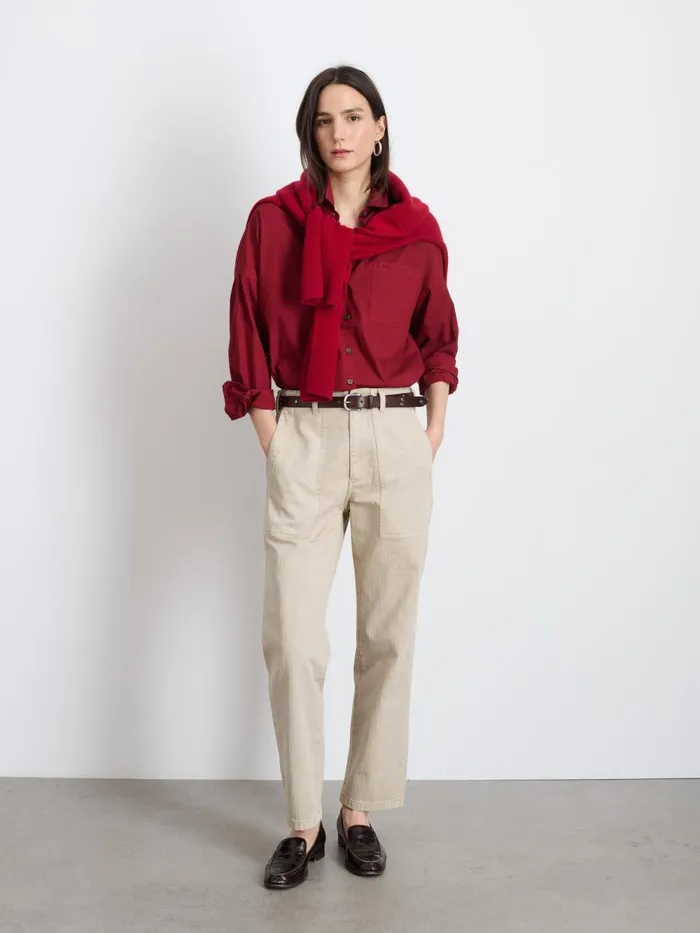 Alex Mill Shirts Tops Women Jo Shirt In Cotton Poplin Maroon