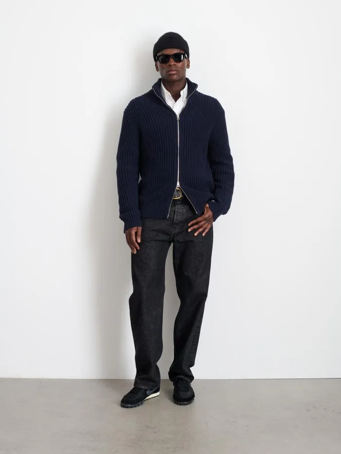 Alex Mill Sweaters Sweatshirts Men Wright Cardigan In Chunky Cotton Dark Navy