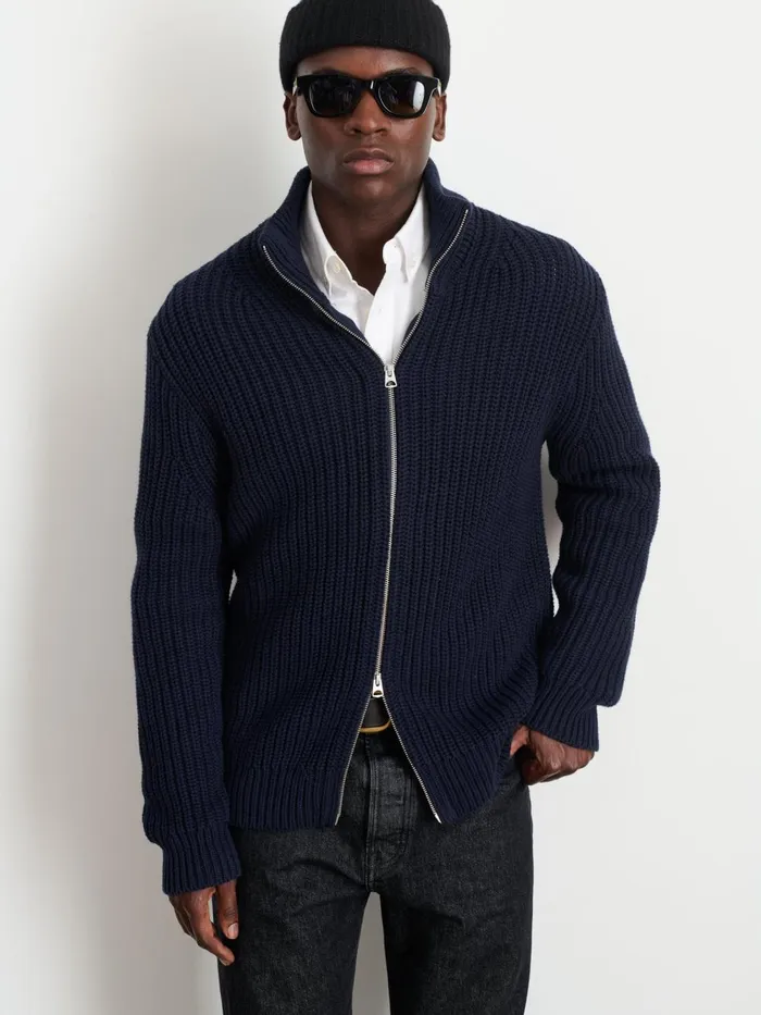 Alex Mill Sweaters Sweatshirts Men Wright Cardigan In Chunky Cotton Dark Navy