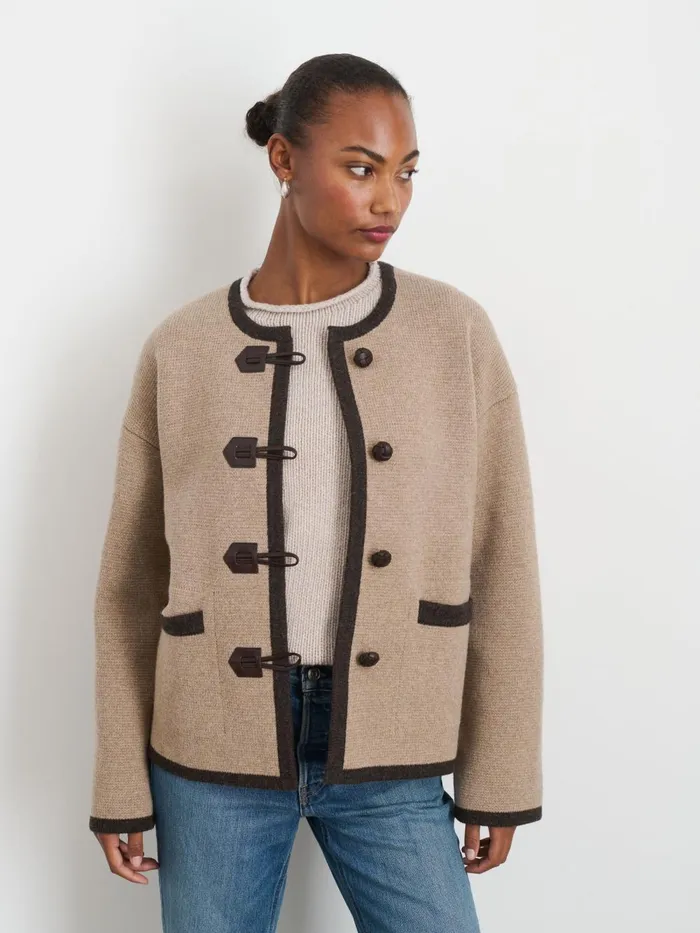 Alex Mill Sweaters Women Aubrey Sweater Jacket In Merino Wool Oatmeal