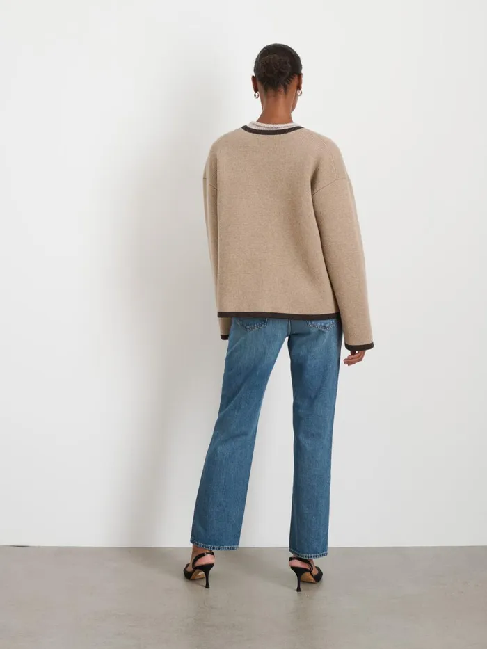 Alex Mill Sweaters Women Aubrey Sweater Jacket In Merino Wool Oatmeal