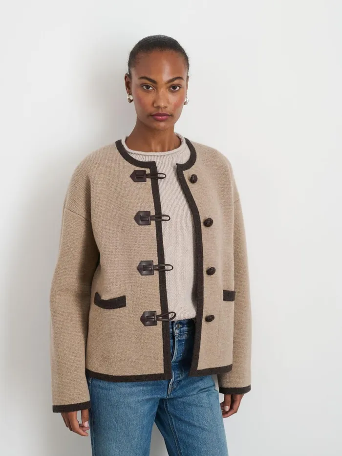 Alex Mill Sweaters Women Aubrey Sweater Jacket In Merino Wool Oatmeal