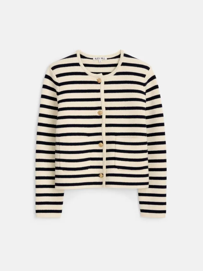 Alex Mill Sweaters Women Paris Sweater Jacket In Stripe Creamnavy