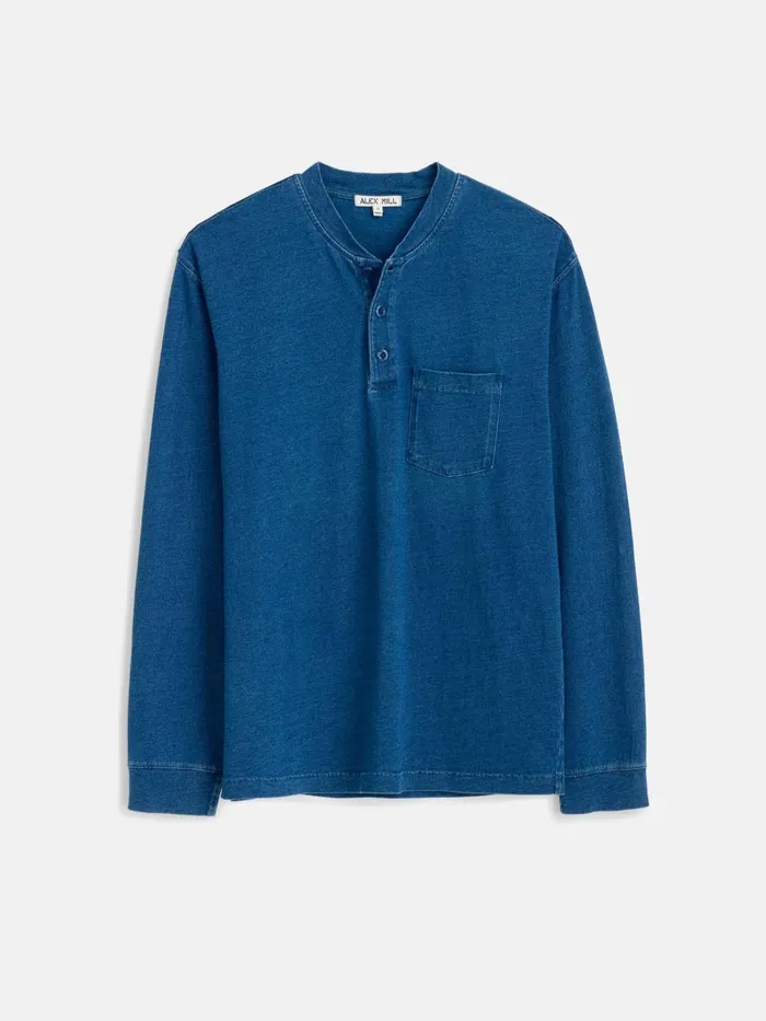 Alex Mill Tees Polos Men Alan Henley In Indigo Slub Cotton Indigo