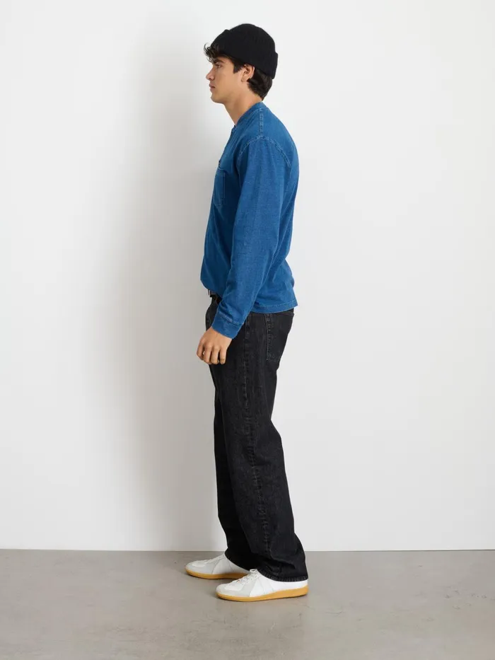 Alex Mill Tees Polos Men Alan Henley In Indigo Slub Cotton Indigo
