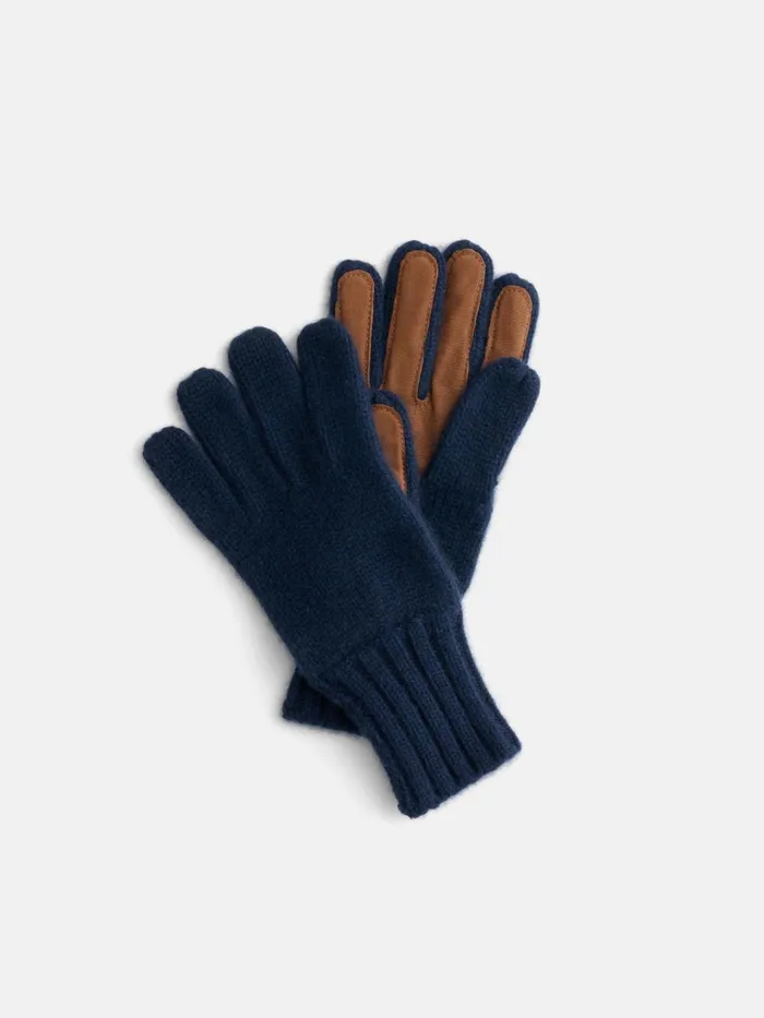 Alex Mill Women Cashmere Leather Patch Gloves Navy