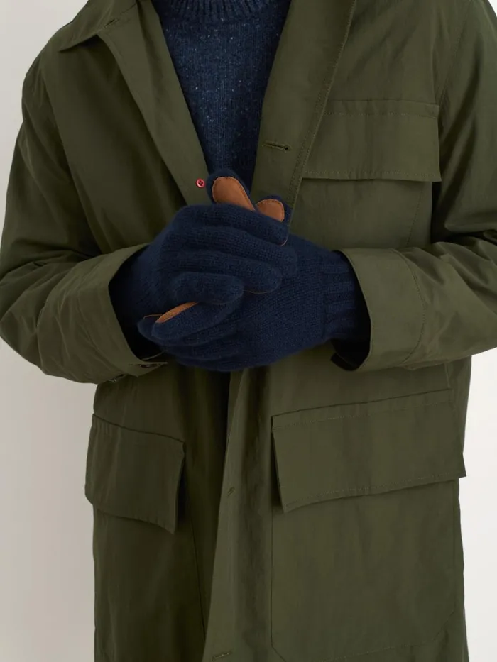 Alex Mill Women Cashmere Leather Patch Gloves Navy