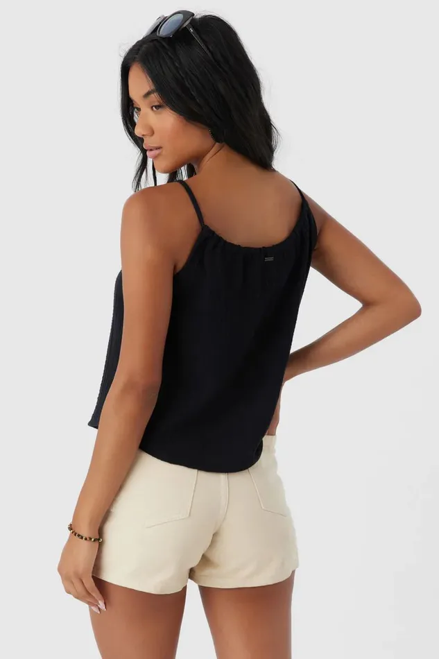 ANYA CRINKLE DOUBLE GAUZE TANK TOP Black Women O039NEILL Collections