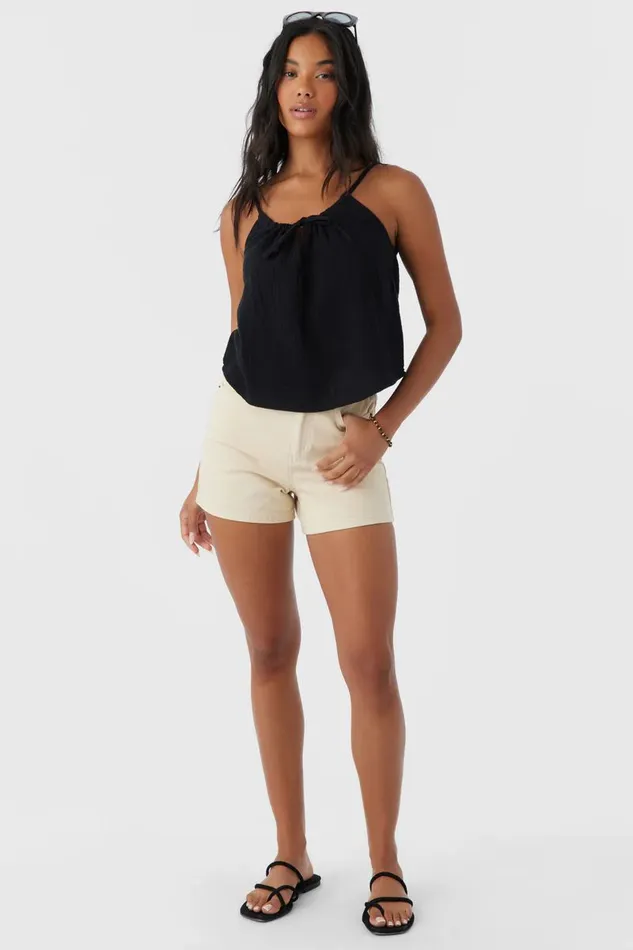 ANYA CRINKLE DOUBLE GAUZE TANK TOP Black Women O039NEILL Collections