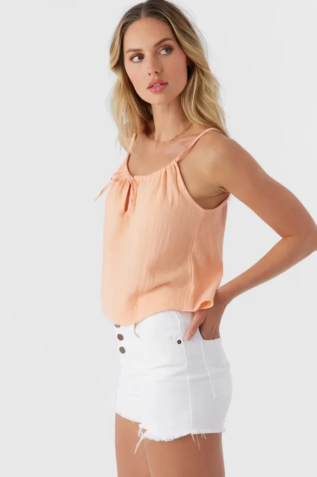 ANYA CRINKLE DOUBLE GAUZE TANK TOP Canyon Sunset Women O039NEILL Collections