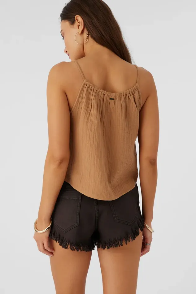 ANYA CRINKLE DOUBLE GAUZE TANK TOP Tobacc Brw Women O039NEILL Collections