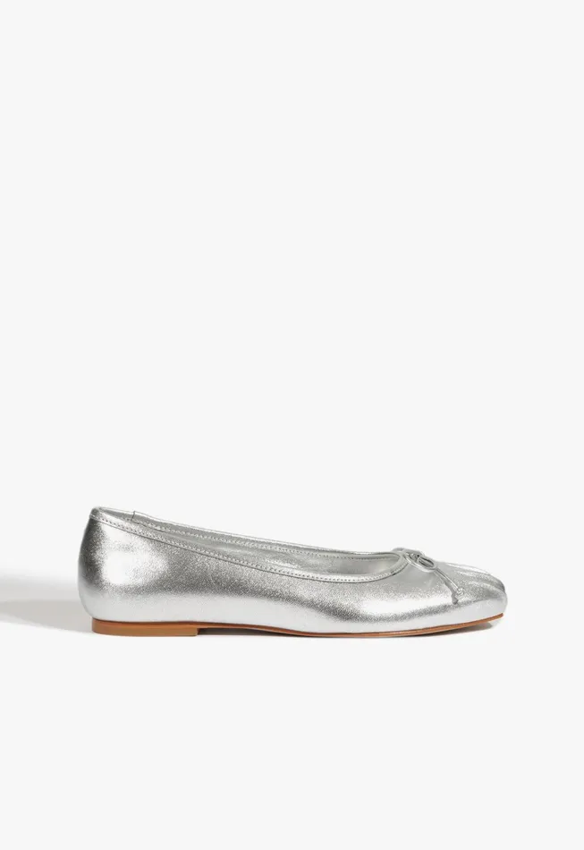 Arissa Draped Ballet Flat Silver Women Schutz Shoes Ballerinas