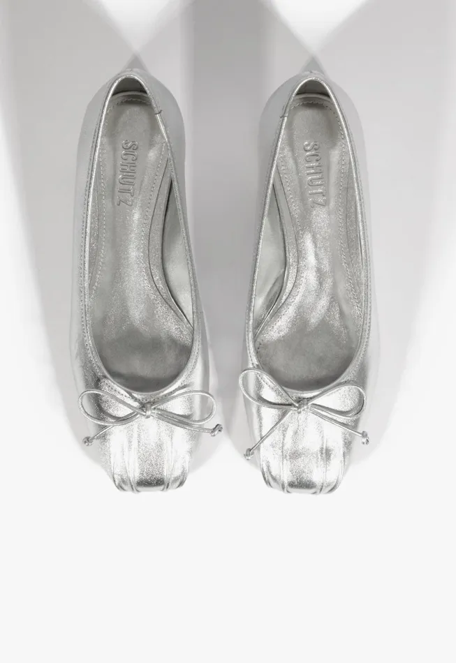 Arissa Draped Ballet Flat Silver Women Schutz Shoes Ballerinas Arissa Draped Ballet Flat Silver Women Schutz Shoes Ballerinas
