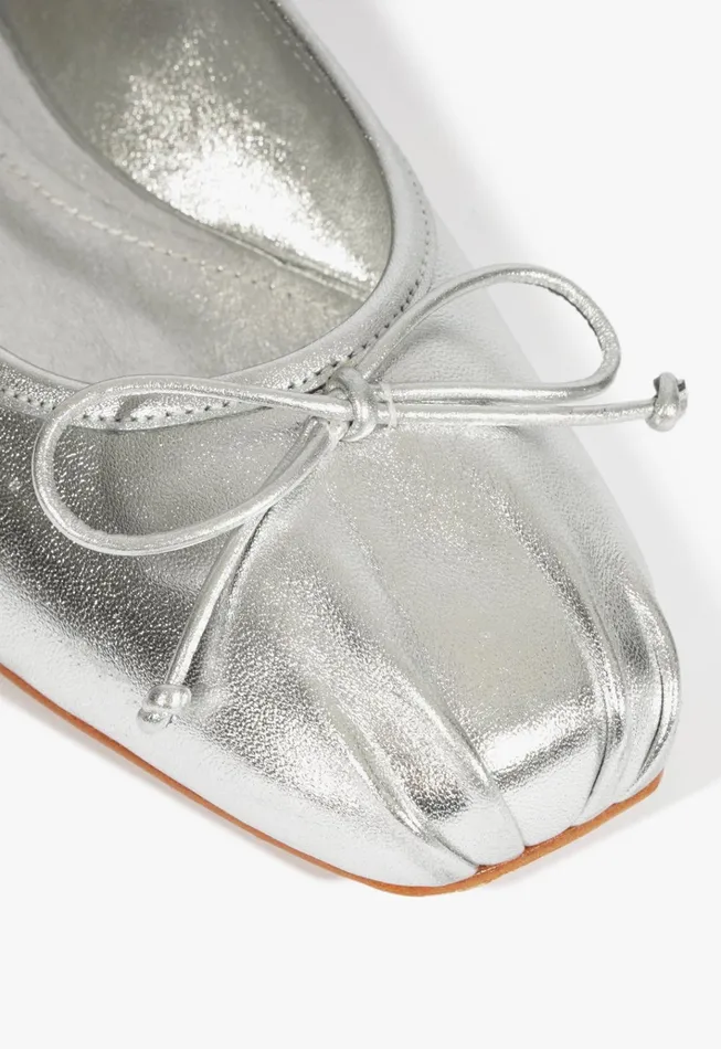 Arissa Draped Ballet Flat Silver Women Schutz Shoes Ballerinas Arissa Draped Ballet Flat Silver Women Schutz Shoes Ballerinas