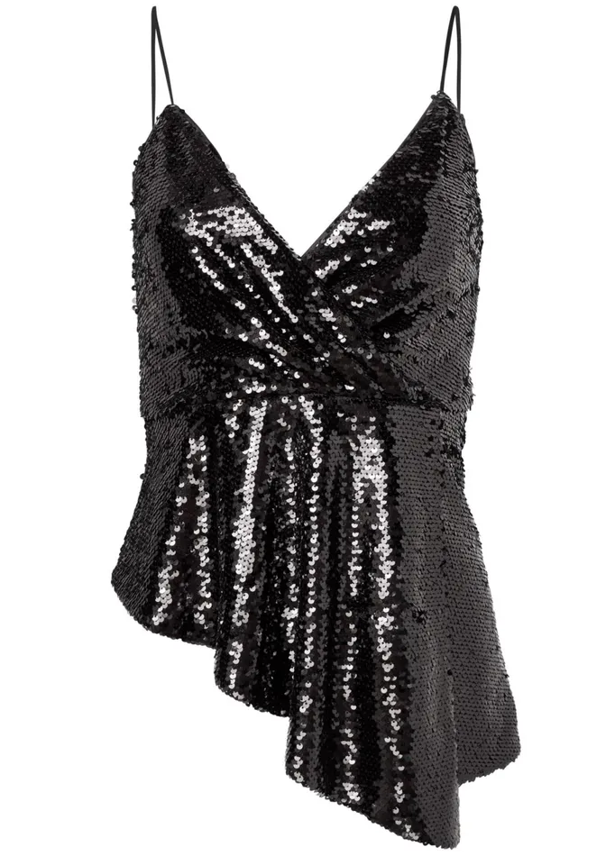 ASYMMETRICAL SEQUIN TOP Black Women VENUS Night Out Tops