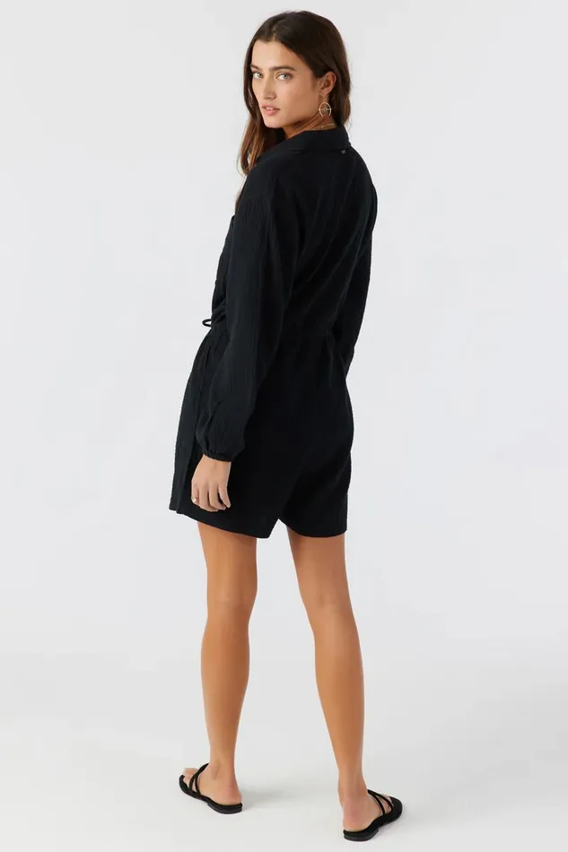 AVALA COTTON CRINKLE DOUBLE GAUZE ROMPER Black Women O039NEILL Clothing