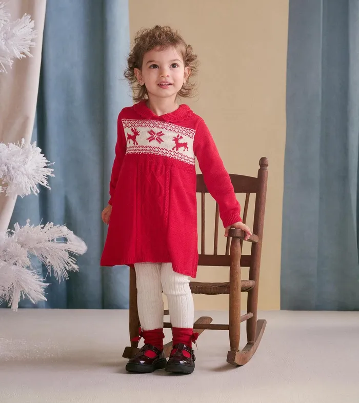 Baby and Toddler Holiday Cable Knit Sweater Dress Hatley