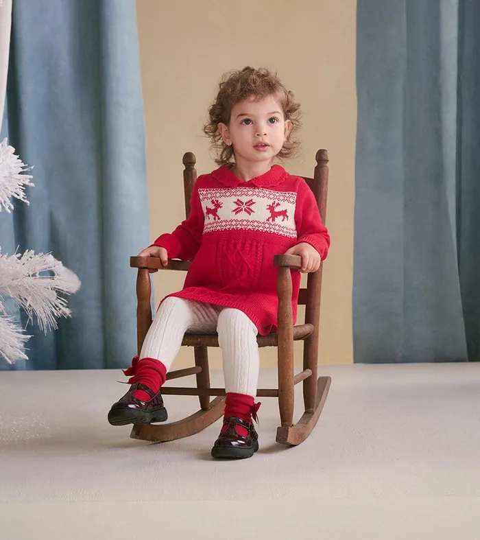 Baby and Toddler Holiday Cable Knit Sweater Dress Hatley