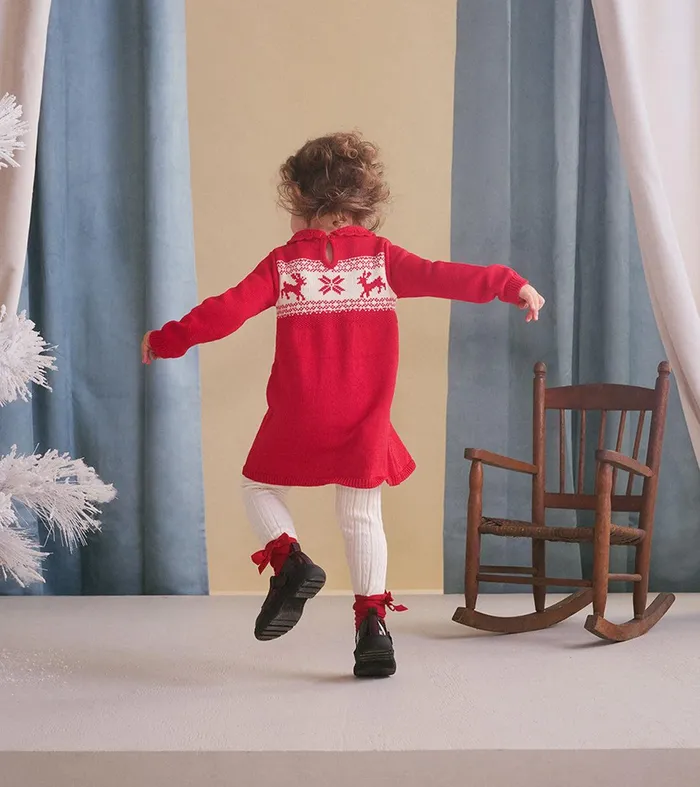 Baby and Toddler Holiday Cable Knit Sweater Dress Hatley