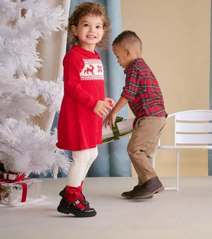 Baby and Toddler Holiday Cable Knit Sweater Dress Hatley