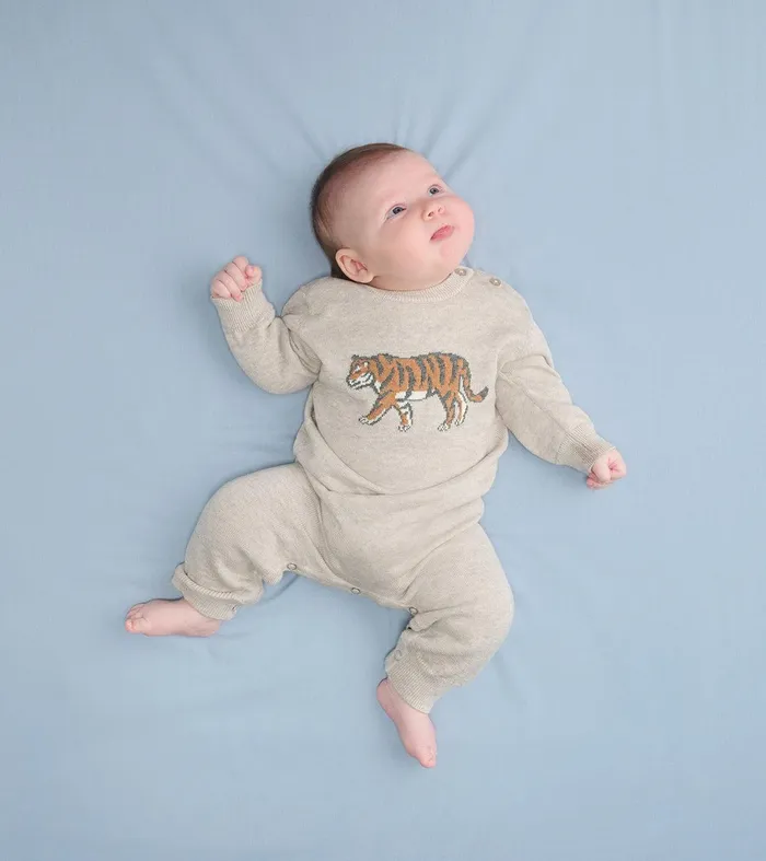 Baby Boys Little Tiger Sweater Romper Hatley