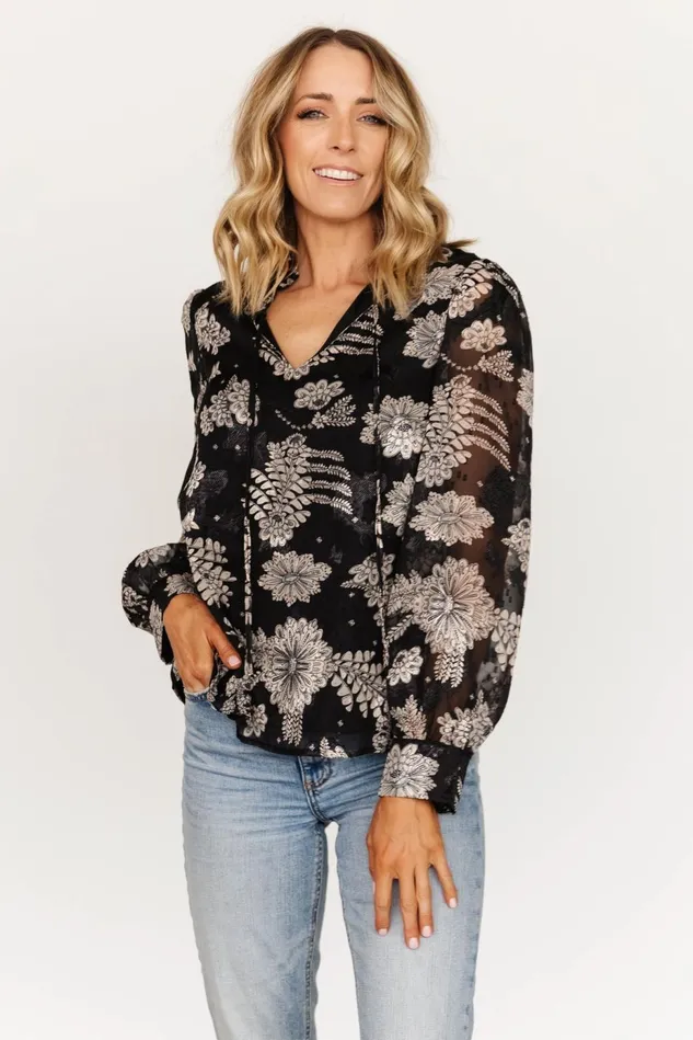 Baltic Born Blouses Shirts Women Charlotte Tie Blouse Black Cream
