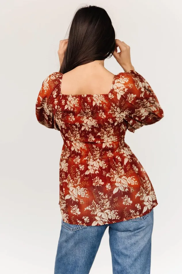Baltic Born Blouses Shirts Women Fenna Smocked Top Rust Floral Baltic Born Blouses Shirts Women Fenna Smocked Top Rust Floral
