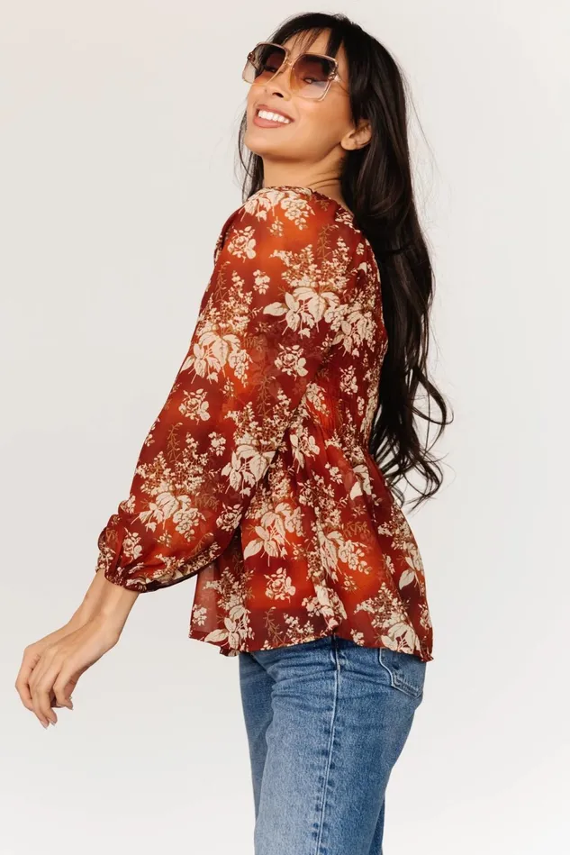 Baltic Born Blouses Shirts Women Fenna Smocked Top Rust Floral Baltic Born Blouses Shirts Women Fenna Smocked Top Rust Floral