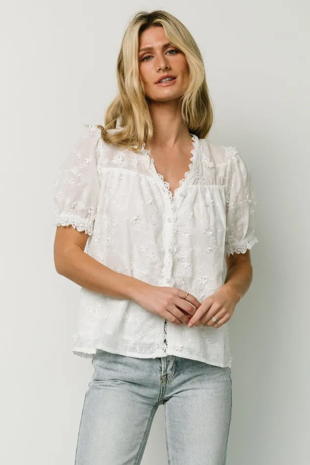 Baltic Born Blouses Shirts Women Pauline Embossed Top Off White Baltic Born Blouses Shirts Women Pauline Embossed Top Off White