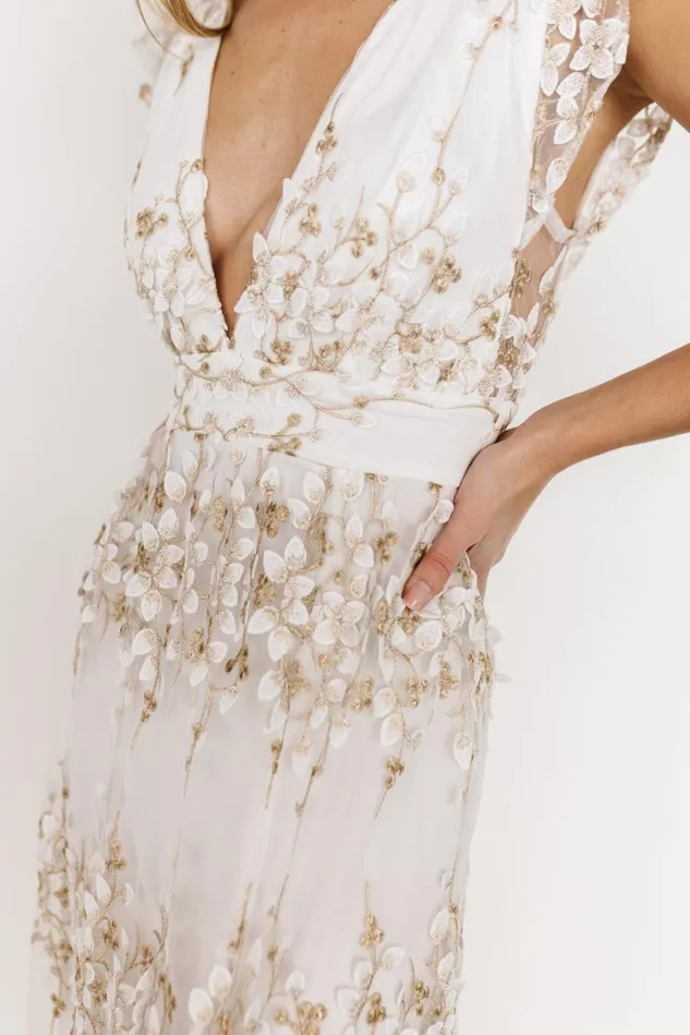 Baltic Born Bridal Women Jasmine Embossed Maxi Dress White Gold Baltic Born Bridal Women Jasmine Embossed Maxi Dress White Gold