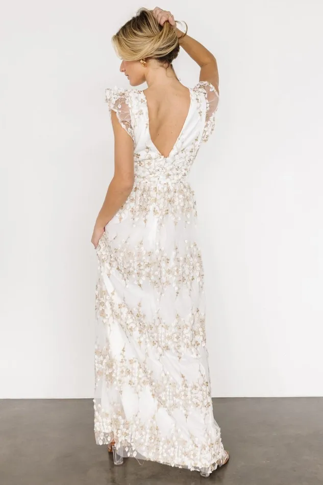 Baltic Born Bridal Women Jasmine Embossed Maxi Dress White Gold Baltic Born Bridal Women Jasmine Embossed Maxi Dress White Gold