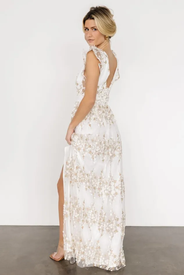 Baltic Born Bridal Women Jasmine Embossed Maxi Dress White Gold Baltic Born Bridal Women Jasmine Embossed Maxi Dress White Gold
