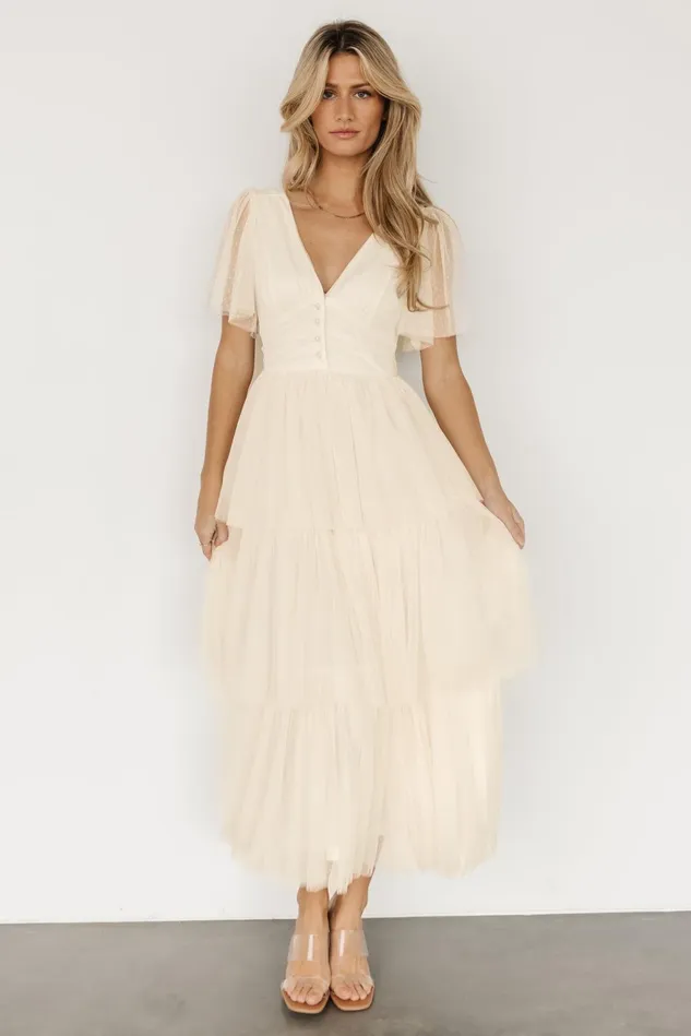 Baltic Born Bridal Women Starlet Tiered Maxi Dress Cream