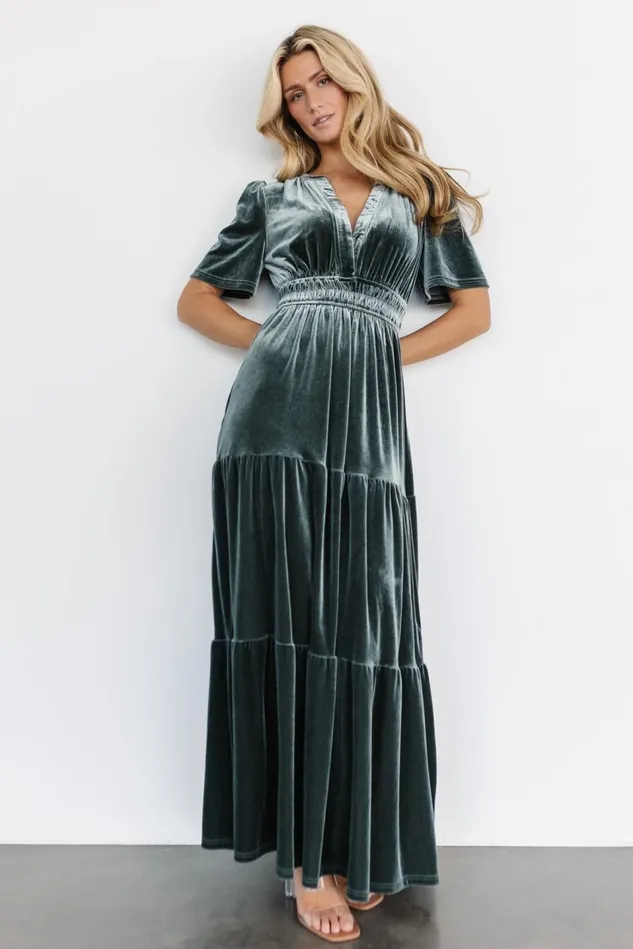 Baltic Born Bump Friendly Women Artemis Velvet Maxi Dress Eucalyptus Baltic Born Bump Friendly Women Artemis Velvet Maxi Dress Eucalyptus